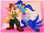  activision anthro barefoot breasts cleavage clothed clothing crash_bandicoot crash_bandicoot_(series) duo feet female fur kanga_soo licking male male/female ripper_roo sharp_teeth shirt tank_top teeth tongue tongue_out topwear turqoisphoenix video_games 