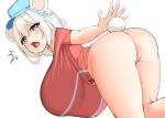  absurd_res animal_humanoid bent_over big_breasts biped bottomless breasts butt clothed clothing female genitals hair hi_res huge_breasts humanoid kaedeno_yuu looking_at_viewer looking_back looking_back_at_viewer mammal mammal_humanoid pussy solo ursid ursid_humanoid white_hair 
