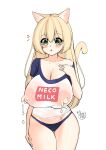  absurd_res animal_humanoid blonde_hair blush bodily_fluids cat_humanoid clothing felid felid_humanoid feline feline_humanoid female hair hi_res humanoid kaedeno_yuu lactating mammal mammal_humanoid panties shirt solo topwear underwear 