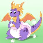  activision baby_bottle blush claws diaper dragon fang29 feral hi_res horn male milk smile solo spyro spyro_the_dragon standing video_games wings 