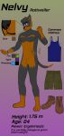  anthro black_body black_fur brown_body brown_fur canid canine canis delanchor domestic_dog fur fur_markings hi_res male mammal markings mastiff model_sheet molosser nelvy_(del) reference_image rottweiler scar solo text 