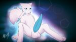  absurd_res big_penis blush fluffy fluffy_tail fur genitals guardian_spirit hi_res kamume833 looking_at_viewer male ori_(series) penis rafa_(rekku484) sitting smile solo white_body white_fur 