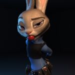  3d_(artwork) anthro baddataartist ball_gag bdsm blender_(software) bondage bound clothing digital_media_(artwork) disney female gag hands_behind_back judy_hopps lagomorph leporid looking_at_viewer mammal police_uniform rabbit solo uniform zootopia 