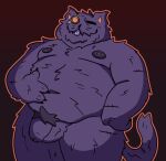  2022 anthro balls belly big_belly deltarune felid flaccid genitals male mammal moobs navel nipples overweight overweight_male penis purple_body seam_(deltarune) smut_leo solo tongue tongue_out undertale_(series) video_games 