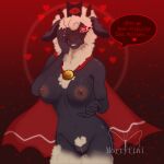  &lt;3 absurd_res anthro areola belly blush bodily_fluids bovid breasts brown_areola brown_nipples caprine comic cult cult_of_the_lamb demon female fur genital_fluids genitals glistening glistening_body hi_res lamb_(cult_of_the_lamb) mammal medium_breasts mortyfini nipples nude pubes pussy pussy_juice satanic sheep solo speech_bubble wet wool_(fur) wool_hair 