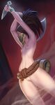  akali breasts cleft_of_venus closed_eyes completely_nude highres holding holding_weapon league_of_legends mask mavezar mouth_mask nipples nude pussy small_breasts weapon 