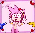  amy_rose blue_body blue_fur breasts canid canine clothing disembodied_penis eulipotyphlan female flower fox fur genitals gesture gloves group handwear hedgehog hi_res humanoid male male/female mammal miles_prower nipples one_eye_closed penis piercing pink_body pink_fur plant pussy rose_(flower) sega simple_background small_breasts smokey_the_menish sonic_the_hedgehog sonic_the_hedgehog_(series) tongue tongue_out trio v_sign wink yellow_body yellow_fur 