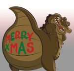  2011 alligator alligatorid anthro big_butt butt christmas crocodilian dino.d.dice disney fangs grin hand_on_hip head_turned holidays looking_back louis_(tpatf) male narrowed_eyes nude obese obese_anthro obese_male open_mouth overweight overweight_anthro overweight_male presenting presenting_hindquarters raised_tail rear_view reptile scalie smile solo spread_legs spreading teeth text the_princess_and_the_frog tongue 