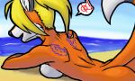  alex_(disambiguation) beach canid canine fox low_res mammal nude seaside tattoo 