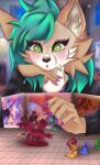 absurd_res anthro colored_nails dice dungeons_and_dragons female green_eyes green_hair hair hasbro hi_res nails purple_nails solo tablitadraw1 wizards_of_the_coast 