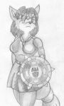  alternate_form anthro canid canine clothed clothing crossover female fox graphite_(artwork) headgear krystal low_res mammal monochrome nintendo pencil_(artwork) reddragonkan rygar rygar_(game) solo star_fox traditional_media_(artwork) uniform video_games weapon 