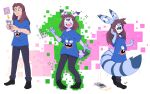  absurd_res anthro blue_body blue_fur blush brown_hair carrudra clothed clothing female fur game_boy game_boy_family game_console gender_transformation hair height_reduction hi_res human long_hair male malkai_(malkaiwot) mammal nintendo procyonid raccoon solo species_transformation transformation transformation_sequence video_games 