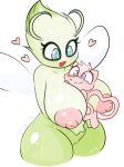  &lt;3 &lt;3_eyes antennae_(anatomy) anthro between_breasts big_breasts big_butt blue_eyes blush blush_lines breasts butt celebi duo eyelashes female fur generation_2_pokemon genitals green_body hi_res insect_wings legendary_pokemon lhacedor long_tail looking_pleasured male male/female mew nintendo nipples open_mouth pink_body pink_fur pink_nipples pokemon pokemon_(species) pussy smile smiling_at_each_other thick_thighs video_games wings 