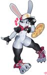  2022 absurd_res anthro baseball_cap bottomless bottomless_anthro bottomless_female breasts clothed clothing disney ears_up female fingerless_gloves food footwear front_view full-length_portrait fur genitals gloves grey_body grey_fur handwear hat headgear headwear hi_res judy_hopps lagomorph leporid mammal nipples pizza portrait pussy rabbit shoes simple_background small_breasts solo theironmountain toeless_footwear toeless_shoes white_background zootopia 