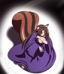  animal_humanoid baggy_clothing barefoot big_breasts blush breasts brown_eyes brown_hair cleavage clothed clothing feet female hair hi_res humanoid implied_transformation kojiro-brushard long_hair malkai_(malkaiwot) mammal mammal_humanoid micro rodent rodent_humanoid sciurid sciurid_humanoid shrinking size_transformation solo squirrel_humanoid transformation 