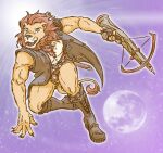  anthro balls clothing digital_media_(artwork) dnd5e dungeons_and_dragons felid flaccid fur genitals hasbro holding_object holding_weapon humanoid humanoid_genitalia humanoid_penis lavilovi lion looking_at_viewer male mammal mane muscular muscular_anthro muscular_male nipples nude pantherine pecs penis pubes ranged_weapon short_penis simple_background smile solo tail_tuft tuft weapon wizards_of_the_coast 