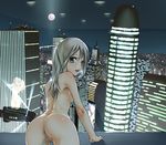  ad aircraft anus ass blimp breasts building censored city commentary_request dirigible highres long_hair looking_back moon mosaic_censoring night nipples nude original pussy reflection satou_kou skyline skyscraper small_breasts smile solo 