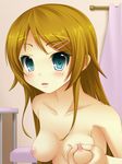  aqua_eyes bad_id bad_pixiv_id blush breasts hair_ornament hairclip kousaka_kirino long_hair mrtaa nipple_tweak nipples nude open_mouth orange_hair ore_no_imouto_ga_konna_ni_kawaii_wake_ga_nai small_breasts solo 