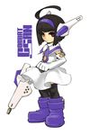  92m ahoge boots combat-san gun headband highres ichigeki_sacchuu!!_hoihoi-san robot_ears solo thighhighs weapon 