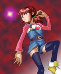  digimon digimon_xros_wars highres hinomoto_akari overalls panties pantyshot underwear 