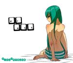  aqua_eyes aqua_hair ass back barefoot feet from_behind hands hatsune_miku long_hair looking_back panties sitting solo striped striped_panties tocky twintails underwear vocaloid 