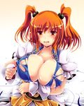  areolae blush breasts cleavage covered_nipples hair_bobbles hair_ornament highres huge_breasts ichirino_minagi onozuka_komachi red_eyes red_hair short_hair solo torn_clothes touhou two_side_up 