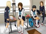  amputee classroom everyone female girl group prosthesis school_uniform wheelchair 