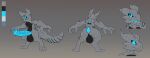 3_fingers 3_toes absurd_res anthro big_penis bioluminescence biomechanical black_sclera blue_eyes digital_media_(artwork) feet fingers genitals glowing hi_res horn huge_penis hyper hyper_genitalia hyper_penis jets kobold male model_sheet penis scalie solo tail toes undeadkitty13 unusual_anatomy unusual_genitalia unusual_penis