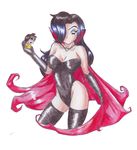  battletoads big_breasts black_hair breasts cape cloak dark_queen dominatrix hair_over_one_eye large_breasts leather miniboy no_mouth rareware sketch 