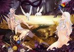  aragaya bird fantasy flower gold horns monster_girl multiple_girls non-web_source nude panther parrot pegasus white_hair 