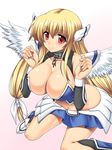  astraea bad_id bad_pixiv_id blonde_hair blush breasts chain cleavage collar hair_ribbon large_breasts long_hair naru_(kuma) red_eyes ribbon solo sora_no_otoshimono wings 