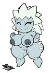  areola big_breasts black_areola black_nipples breasts eyes_closed female genitals grey_body hi_res huge_breasts huge_hips huge_thighs humanoid mario_bros nintendo nipples nude pussy short_stack smile solo tansau thick_thighs thwimp video_games wide_hips 