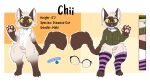  2022 3_fingers 3_toes :3 anthro balls bell bell_collar bent_arm black_nose blep border bottomless brown_body brown_fur character_name cheek_tuft chest_tuft chii_(nyapple) claws clothed clothing collar color_swatch domestic_cat english_text erection eyebrows eyelashes eyewear facial_tuft feet felid feline felis fingers fluffy fur genitals geometric_background glasses gloves_(marking) green_eyes head_tuft hi_res hoodie inner_ear_fluff leg_markings legwear male mammal markings model_sheet multicolored_body multicolored_fur nude orange_background pattern_clothing pawpads paws penile_spines penis scorchedup siamese simple_background socks_(marking) solo striped_clothing stripes text thigh_highs toes tongue tongue_out topwear tuft two_tone_body two_tone_fur whiskers white_body white_border white_fur yellow_sclera 