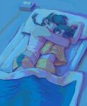  1boy 1girl closed_eyes couple hair_ribbon head_on_pillow hetero hug navel pajamas pillow ranma_1/2 ribbon rvsa saotome_ranma short_hair shorts sleeping tendou_akane yellow_pajamas yellow_shorts 