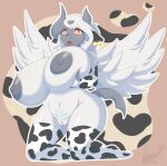  absurd_res anthro areola big_breasts blush breasts clothing female fur genitals grey_areola grey_nipples hair hi_res huge_breasts legwear mammal mega_absol mega_evolution nintendo nipples pokemon pokemon_(species) pussy snackbunnii solo video_games white_body white_fur wings womb_tattoo 