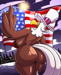  4th_of_july accipitrid accipitriform anthro areola avian back_boob beak bedroom_eyes big_breasts big_butt bird blue_eyes breasts brown_areola brown_body brown_nipples butt clothing eagle female flag hat headgear headwear hi_res huge_breasts huge_butt looking_at_viewer looking_back narrowed_eyes nipples nude open_beak open_mouth sachasketchy seductive solo sparkler stars_and_stripes thick_thighs top_hat united_states_of_america wide_hips 