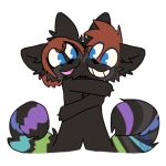  ailurid anthro big_ears big_eyes big_tail dark_body dark_fur duo embrace face_touching female fur hair happy hug love male male/female mammal multicolored_tail rainbow_tail ramzi_(razumi) razumi red_hair red_panda riffen sibling sticker toony 