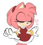  1girl amy_rose animal_ears closed_eyes dress full_body gloves headband heart mimiipyon official_art pink_hair red_dress red_headband short_hair smile solo sonic_(series) white_background white_gloves 