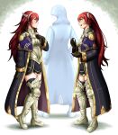  1other 2girls adricarra alternate_costume armor black_thighhighs caeldori_(fire_emblem) father_and_daughter fire_emblem fire_emblem_awakening fire_emblem_fates grandfather_and_granddaughter hand_on_own_chest headband highres long_coat long_hair matching_outfit mother_and_daughter multiple_girls no_eyes red_hair robin_(fire_emblem) robin_(fire_emblem)_(male) selena_(fire_emblem_fates) thighhighs twintails wings zettai_ryouiki 