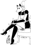  2021 anthro breasts canid canine chair clothing female fox furniture hi_res legwear machine mammal robot robota_(tegerio) sitting solo tegerio thigh_highs 