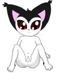  anthro black_body black_fur egg egg_from_pussy espurrito felid feline female fur genitals hi_res looking_down mammal nude oviposition presenting pussy red_eyes simple_background sitting solo tagme white_body young 