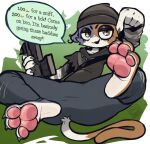  3_toes anthro barefoot beanie claws clothed clothing countershade_feet countershading dialogue domestic_cat english_text epic_games feet felid feline felis female foot_fetish foot_focus fortnite gesture gun hat headgear headwear hindpaw hoodie lidded_eyes mammal meow_skulls_(fortnite) mottled open_mouth pawpads paws piercing pink_pawpads plantigrade pointing ranged_weapon sharkysocks soles solo striped_sleeves text toe_claws toes topwear video_games weapon 