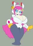  big_breasts blue_eyes breasts clothed clothing female gloves hair handwear hi_res huge_breasts humanoid kirby:_planet_robobot kirby_(series) nintendo pink_hair simple_background solo susie_(kirby) unknown_artist video_games white_body white_skin 