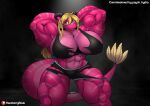  absurd_res anthro big_breasts blonde_hair breasts clothing dragon female hair hi_res huge_breasts muscular muscular_female razzberryboat scalie torn_clothing 