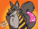  2022 all_fours anthro bedroom_eyes bite biting_clothing canid canine canis clenched_teeth clothed clothing dialogue dreamworks ears_up fur grey_body grey_fur inner_ear_fluff looking_at_viewer male mammal mostly_nude mr._wolf_(the_bad_guys) narrowed_eyes necktie pink_clothing pink_underwear raised_tail remmyfox seductive smile smiling_at_viewer smirk solo speech_bubble teeth text the_bad_guys topless topless_anthro topless_male tuft underwear underwear_only wolf 