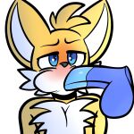  anthro bodily_fluids canid canine disembodied_penis drooling fellatio fox genitals hi_res male male/male mammal miles_prower oral penile penis saliva sega sex shoving solo sonic_the_hedgehog_(series) taillove_(artist) 