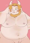  2022 anthro asgore_dreemurr belly big_belly blush bovid caprine genitals goat haoming hi_res kemono male mammal moobs navel nipples overweight overweight_male penis simple_background solo undertale_(series) 