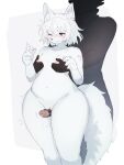  &lt;3 3:4 anthro baburusushi biped blush bodily_fluids breasts canid canine canis cum duo ear_piercing ear_tuft erect_nipples erection female fluffy fluffy_tail from_behind_position genital_fluids genitals hi_res humanoid larger_humanoid larger_male male male/female mammal nipple_fetish nipple_play nipples one_eye_closed penis piercing pink_eyes precum pussy sex shaking shivering simple_background size_difference slightly_chubby small_breasts thick_thighs thigh_sex tuft white_background white_body wolf 