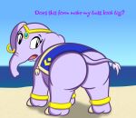  beach big_butt butt elephant elephantid english_text female feral jewelry looking_back mammal proboscidean sea seaside shantae shantae_(series) sharkinwaves solo text video_games water wayforward 