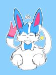  2022 3_fingers ambiguous_gender batteryacid6969 blue_background blue_body blue_fur bow_(feature) bow_ribbon bust_portrait colored_line_art digital_media_(artwork) eeveelution eyes_closed facial_tuft feral fingers fur generation_6_pokemon grin handpaw happy head_tuft multicolored_body multicolored_fur nintendo outline paw_pose paws pink_inner_ear pokemon pokemon_(species) portrait pose ribbons signature simple_background sketch smile solo star sylveon triangle_nose tuft two_tone_body two_tone_fur video_games white_body white_fur white_outline 